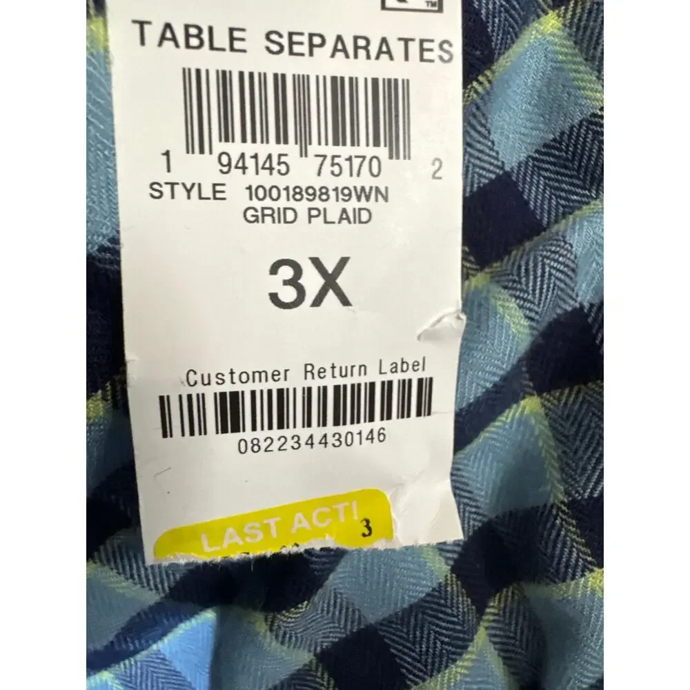 Brand New State of Day Women's Size 3X Blue Grid Plaid Lounge Pajama Pants
